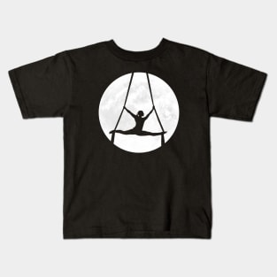 Aerialist Silhouette in Full Moon Kids T-Shirt